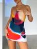 Casual jurken puloru bloemen/tie-dye/luipaard strapless bodycon jurk zomer sexy off-shoulder tube top mini schede feest clubkleding outfit