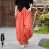 Calça ativa linho de algodão feminino harem yoga perna larga viagens de perna correr Jogger Fitness Workout casual tai chi marcial artes meditação calça