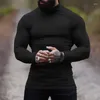 Herrtröjor 2024 män t shirt fast färg velor turtleneck långärmad avslappnad undertröja mysig streetwear fritid camisetas