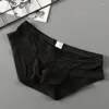 Underpants Men Boxers Underwear Brief Man Ice Silk Large Size Men's Shorts With Print Low-Rise U Pouch Sexy Pack Panties