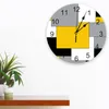 Wall Clocks Yellow Mosaic Color Abstract Art Clock Modern Design Living Room Decoration Mute Watch Home Interior Decor