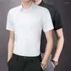 Men's Casual Shirts Men's Business Slim Shirt Clothes Male Classic Fit 2023 Short Sleeve Social Dress For Men Wedding