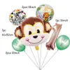 Décoration de fête 1set dessin animé animal brun singe air hélium ballon zoo safari ferme thème décorations d'anniversaire enfants baby shower T291r