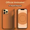 مع الرسوم المتحركة الرسمية لعلاج Magsafe Leather Magnetic Case لـ iPhone 13 14 Pro Max Mini Plus Excalsplics Excalsing