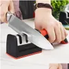 Sharpensers Knife Sharpener Handheld Mtifunction 3 Stages Typ Snabbvandringsverktyg med Nonslip Base Kitchen Knives Tillbehör GAD DHGFG