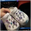 Pièces de chaussures Accessoires Purple Diamond Charms Tourneaux Party Pvc Kids Fit Croc Cadeaux Décoration DIY Toy sac à dos Slipper Backle C DHN7G