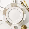 Assiettes de Cuisine de Style européen, ensembles d'assiettes de Cuisine de luxe en porcelaine blanche, Vaisselle de Cuisine blanche pour anniversaire