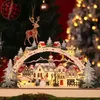 Adornos navideños de madera para escritorio, luz LED luminosa, decoración del hogar para pueblo de Navidad P0828273I