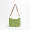 Evening Bags Fashion Acrylic Chains Straw Basket Bag Casual Paper Woven Women Shoulder Crossbody Handmade Sumer Beach Tote Bali Purses