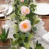 Dekorative Blumen, 2er-Pack, Eukalyptus-Girlande mit Champagner-Rosengrün, Bulk-Kunstseide, Blumenblätter, Ranken (B)