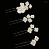 Hair Clips 4PCS White Plant Flower Pins Wedding Jewelry Accessories Bridal Women Tiara Head Decoration Ornament