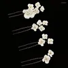 Pinces à cheveux 4 pièces blanc plante fleur épingles bijoux de mariage accessoires mariée femmes diadème tête décoration ornement