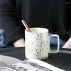 Tazas de cerámica nórdica de gran capacidad, taza Retro de Navidad para desayuno, leche, café, té con taza de agua cubierta, vasos creativos