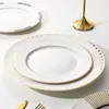 Assiettes de Cuisine de Style européen, ensembles d'assiettes de Cuisine de luxe en porcelaine blanche, Vaisselle de Cuisine blanche pour anniversaire