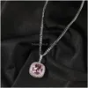 Pendant Necklaces Mens Hip Hop Necklace Jewlery Pink Gemstone Sier Iced Out Drop Delivery Jewelry Pendants Dhgarden Otjrw