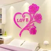 Wanddekoration Liebe Rose Sonderangebot 3D-Kristall-Acryl-Spiegelsticker Zimmer Schlafzimmer Warme romantische Hochzeitsideen Dekorationsaufkleber 230411