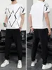 Men's Tracksuits Men's Tracksuits Plus Size Fashion Pattern T-shirtsPants 2 Piece Sets Men Streetwear Casual Jogger Sweat Suits 8XL 230412