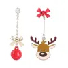 Kolczyki Dangle 2023 Słodki świąteczny Bowknot Elk Asymetrycal for Women Fashion Jewelry Year Prezenty imprezowe