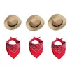 Vêtements pour chiens Chapeau pour animaux de compagnie mignon Bandana Costume à la mode Costume de cowboy occidental élégant Ensemble écharpe réglable respirante pour chiens