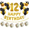 Decoração de festa 38pcs Balões de ouro rosa 12º feliz aniversário decorações 12 anos doze garotas de idade 21 21ª mulher Man SuppliesParty