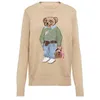 2023 début du printemps nouveaux polos américain petit ours broderie logo classique coton torsadé fleur femmes petit ours col rond pull