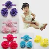 Acessórios para o cabelo 10 sets/lote Crianças garotas Big Chiffon Flower Head Bandals Girls First Walkers Sandálias