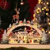 Christmas Desktop Wooden Ornaments LED Light Luminous Xmas Village Home Decoration P08282976