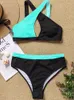 Women's Swimwear Sexy Color Block Criss-Cross Hollow Out Bikini Set Bandage Swimsuits Two Pieces Bathing Suit 2023 Summer