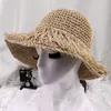 ケチなブリム帽子2023レディースストローハットファッションハットパナマUV保護サンバイザービーチハット女性バイザーフォールド可能な女性女性サマーサンハット230411