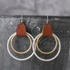 Pendientes De Aro Moda Retro Bronce Círculo Cuero Bohemia Cobre Rojo Gota Redonda Para Mujer