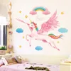 Wall Decor Creative Cartoon Cute Unicorn Stickers For Kids Rooms Home Girl Bedroom Background Self Adhesive 230411