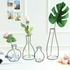 Vases Nordic Black Iron Wire Vase Flower Pot Plant Holder Modern Wedding Home Decoration Accessories For Living Room Table P230411