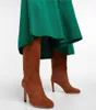 Moda kobiety luksusowe zimowe buty Karter 85 zamszowe buty Włochy delikatne okrągłe głowica brązowa cielę
