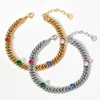 Braccialetti a maglie Bracciale HIPHOP Circon Gemestonre per donna/uomo, regalo per festa della mamma, bigiotteria