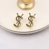 Moda 18K chapado en oro diseñador pendiente del perno prisionero para las mujeres diseñadores de letras dobles joyería de diamante redondo regalo del banquete de boda de alta calidad 20 estilo