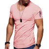 Camisetas para hombre, camiseta para hombre, ropa de comercio exterior europeo y americano, cuello en V, Color sólido, pantalón corto informal grande de manga