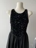 Abiti casual Estate Donna Luxury Black Paillettes Patchwork Prom Dress Abiti estetici Abiti da sera vintage Abiti da festa Design senza maniche