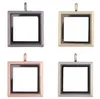 Hänghalsband 1st/parti 5Colors Alloy Square Living Memory Plain Floating Locket Glass Magnetic For Charms smycken