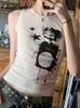 Camisoles Tanks Rapcopter y2k Cartoon Imprimer Tricoté Mini Gilet Sans Manches Étoile Blanc Coréen Vintage Camisloe Femmes D'été De Base Casual Sweats 230412