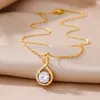 Pendentif Colliers Gouttes d'eau Luxe Brillant Cristal Zircon Collier pour Femmes 18K Plaqué Or Bijoux Décorer Esthétique Charme Accessoires