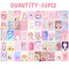 Decoração de parede 50pcs kawaii anime mangá kit de colagem estética de pôster de pôster cart de impressão rosa