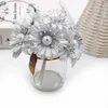 Dekorativa blommor kransar 6st konstgjorda blommor guld silver pärla stamen sakura bröllop fest dekoration tillbehör fleurs clip art diy