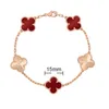 Van 4/Four Leaf Clover Charm 6 färger armband Bangle Chain 18k Guld agatskal