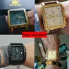 Montres-bracelets OLEVS Original montre dorée pour hommes marque de luxe en cuir militaire grand chronographe en or montres hommes Relogio Masculino 231110
