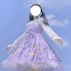 Casual Dresses Kawaii Soft Girly Japanese Sweet Lolita Style Dress Vintage Square Collar Cute Cartoon Lace Bow Sleeveless JSK Party