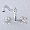 Bathroom Sink Faucets Wall Mount Dual Cross Handle Polished Chrome Brass Kitchen Basin /Sink Faucet Lsf780