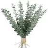 Guirnaldas de flores decorativas, 24 piezas, tallo de hoja de eucalipto artificial de 15 pulgadas de alto para ramo de boda de imitación, centro de mesa, decoración del hogar289a