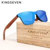 Solglasögon Kingseven Brand Woode Vintage Solglasögon Män polariserade UV400 Flat Lens Rimless Square Frame Women Sun Glasses GAFAS 230411