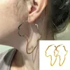 Boucles d'oreilles à tige exagérée carte de l'afrique géométrie en métal creux grand pour les femmes bijoux de fête coréen