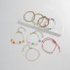 Strand 8pcs/set Bohemian Heart Women Flower Rope Bangles Fashion Jewelry Acrylic Beaded Bracelet Sets